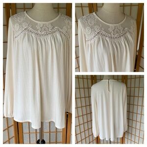 Maurice’s Cream Knit Long Sleeve Lace Pheasant Top SZ 2X